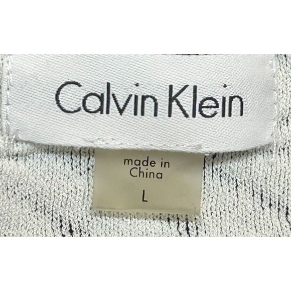 Calvin Klein Dress Large Knee Length Black Chevron Bodycon Sweater Pullover - Picture 7 of 9